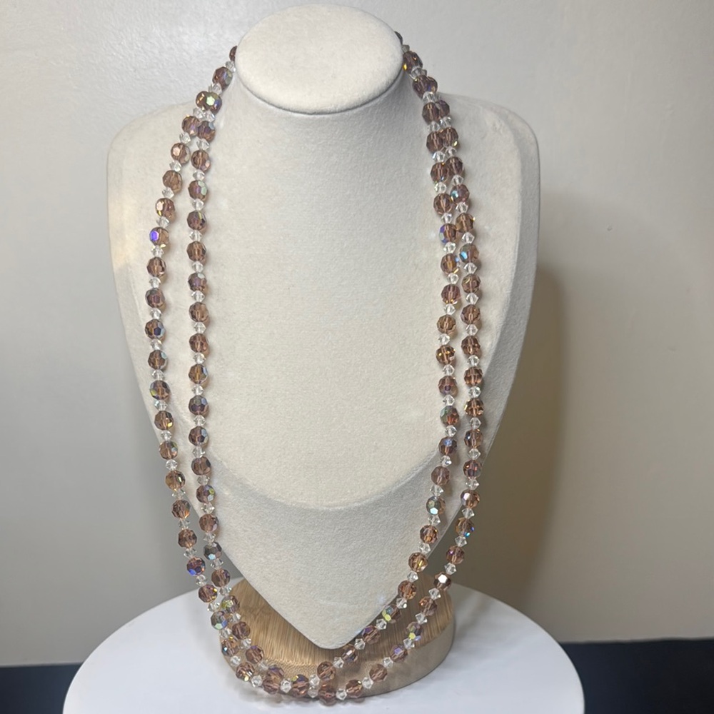 Brown Aurora Borealis Opera 53” Necklace